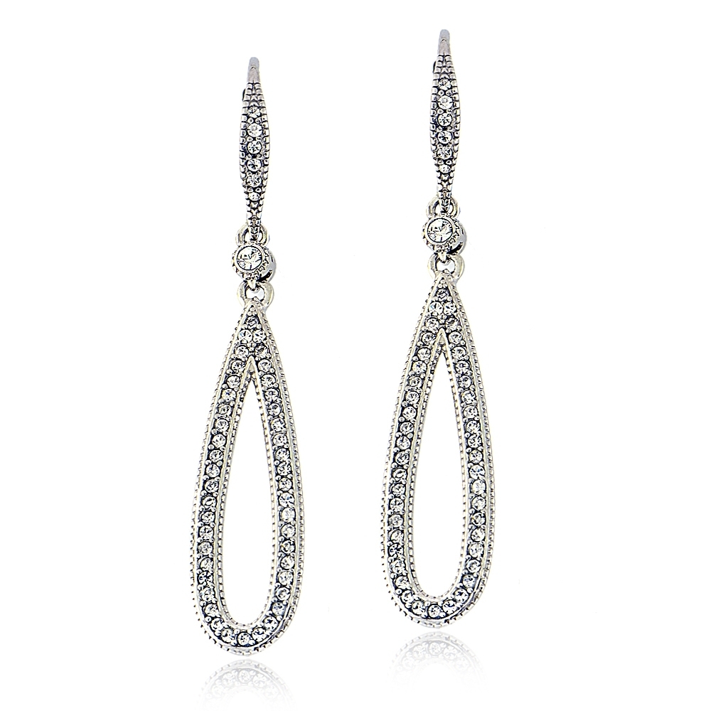 European Crystal Teardrop Leverback Dangle Earrings