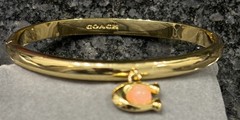 Coach Charm Gold Hinge Bangle Bracelet (One Size) New