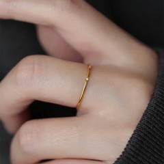 Stainless Steel Thin CZ Band Women 1mm Geometric Prong Classic Wedding Jewelry
