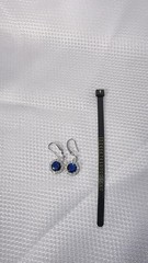 925 Sterling Silver Blue Round Cubic Zirconia Halo Leverback Dangle Earrings