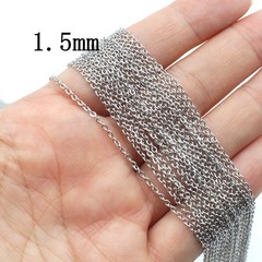9PCS Stainless Steel Silver Tone Flat Cable Necklace 16″/18″/20″/22″ Wide 1.5mm