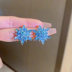 Luxury Crystal Flower Neo-Gothic Stud Earrings Stainless Steel Women Jewelry Gif