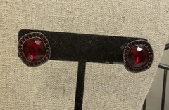 Authentic GIVENCHY red crystal square button post earrings for pierced ears