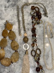 Silver Vintage Pearls Chicos Necklaces Greek Key Bracelet Gold Tone Earrings Lot