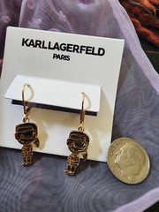Karl Lagerfeld Paris w/ Sunglasses Dangle Goldtone Charm Designer Earrings NWT!