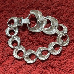 Napier Signed Silver-Tone Crescent Link Chain Bracelet 19cm Box Clasp – Rare