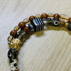 Signed Artisan Handmade Multi Strand Beaded Necklace Abstract Pendant Boho