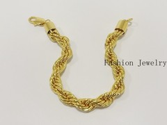 18K Yellow Gold Stamped Diamond Cut Rope Chain Bracelet 10.5mm 7.5INCH Men Women