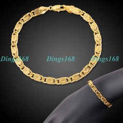 Men&Women’s Solid 18K Yellow Gold Filled 8″ * 5mm Snail Link Chain Bracelet Z207