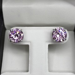 5Ct Studs Diamond Earrings Fancy Pink Round Man Made 14k Solid Gold