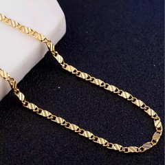 Fashion 18k Gold Necklace 2MM 16/18/20/22/24/26/28/30 Inch Side Chain