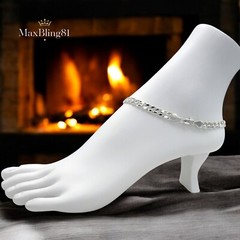 925 STERLING SILVER PLATED CONCAVE CUBAN CHAIN 5mm 10″ FASHION ANKLET BRACELET