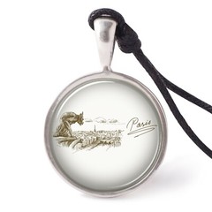 Paris – Hand Drawn Necklace Pendants Pewter Silver Jewelry JNP