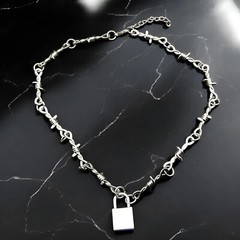 Oversized Padlock Necklace – Chunky Stainless Steel Chain Choker – Gothic Y2K 9
