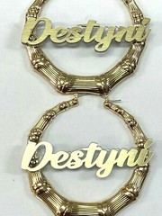 Bamboo Earrings Name Plate Personalized 1.5 2.5 3.5″ Size Choice Custom LaserCut