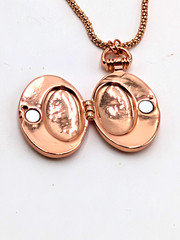 Avon Rose Gold Tone Heart Solid Perfume Locket Necklace with Bracelet & earrings
