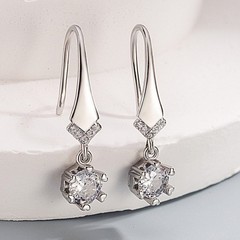 Women’s Stylish Silver Plated Elegant Sparkly Zircon Hangling Dangle Earrings