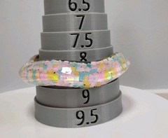 New Confetti Encased Bangle Bracelet Wavy Sz 8.5 Chunky Plastic Resin Iridescent