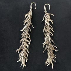Silver Tone Fringe Dangle Earrings Long Statement Hook Earrings Boho 4 Inch