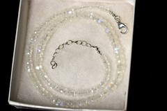 AAA Flashy Rainbow Moonstone Faceted Rondelle Gemstone Beads Women Necklace 24”