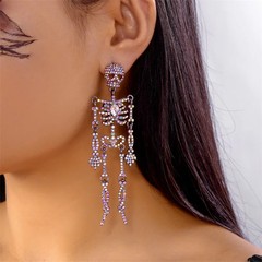 2Sets Luxury Full Rhinestone Skull Earrings Women Halloween Party Jewelry Gift