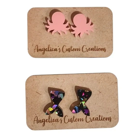 Ocean Whimsy Stud Duo – Glittery/Pink, 2 Pair