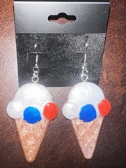 Handmade Multicolor Ice Cream Cone resin Dangle/Drop Earrings Hook Food Theme