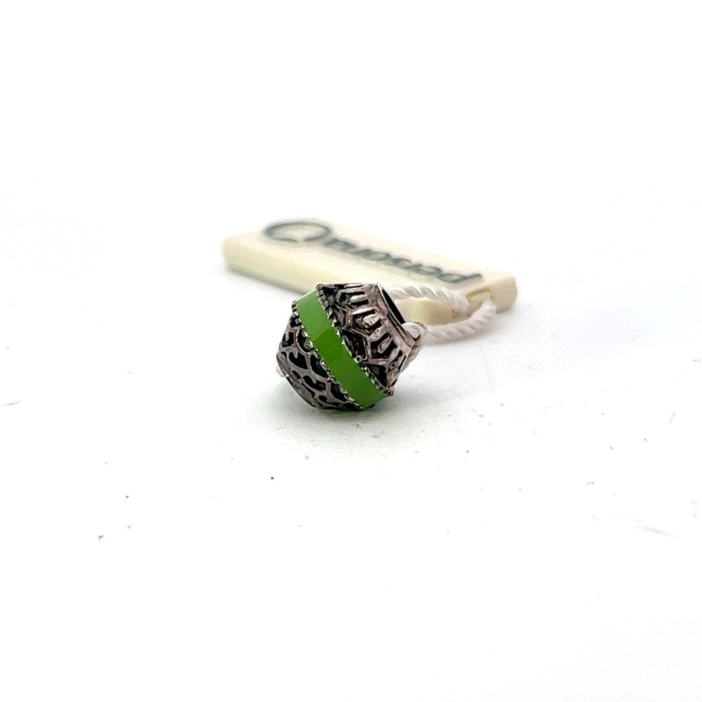 Persona Sterling Silver Patterned Green Enamel Striped Bead Charm H12089P1-02