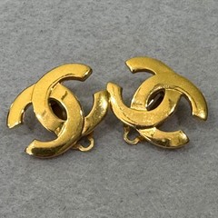 Chanel CC Logo Earrings Womens One Size Gold Vintage Clip-On France