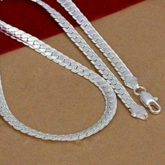 925 Sterling Silver 5mm Wide Snake Flat Chain Mens Womens 20″ Necklace