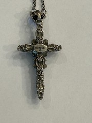 Sorrelli Retired Blue Crystal Station Chain Cross Necklace