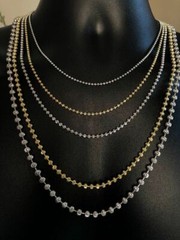 Ball Moon Chain SOLID 925 Silver 14k Yellow Gold Plated Hip Hop Cut Men Women