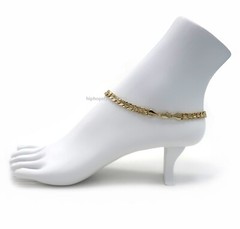 10″ CONCAVE CUBAN CURB LINK CHAIN QUALITY ANKLET BRACELET 14K ITALY GOLD PLATED.