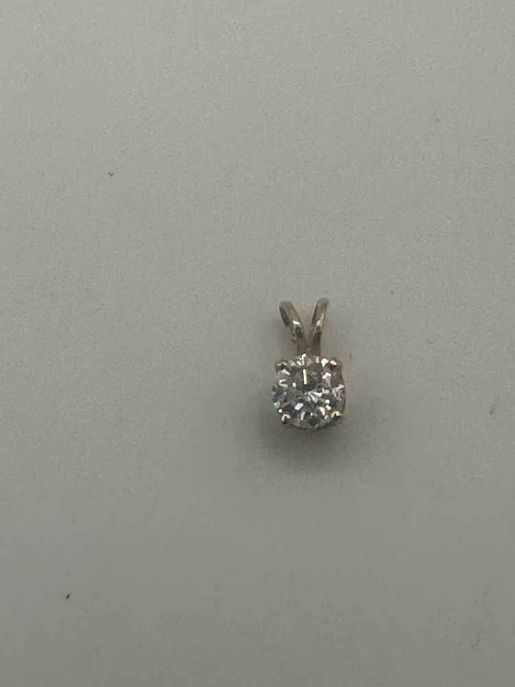 14K Yellow Gold Charm Fine Jewelry Clear Round Stone Pendant