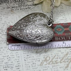 Heart Silver Black Red Locket Rose Gothic Necklace Photo Bride bridal wedding