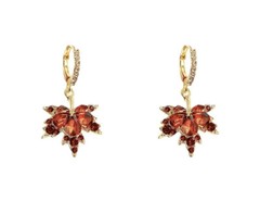 Red Maple Leaf Autumn Fall Lover Dangle Lever Back Earrings Copper & Alloy