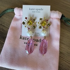 Kate Spade Rooftop Garden Earrings Freshwater Pearls Dust Bag $128 Dangly Cute