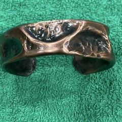 Hammered Rustic Copper Cuff Bracelet, Textured Finish, Open-Ended size 7 1/2