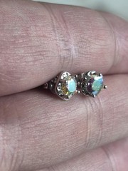 Rainbow Blue Colored Moissanite Stud Earrings GRA Certificate
