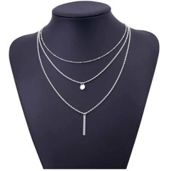 Women Fashion Jewelry Layered Double Pendant Necklace 25-4