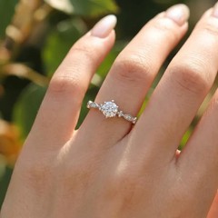 1.20 ct Round Cut Simulated Diamond Engagement Band Ring 14k White Gold Plated