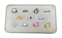 GOLD SILVER RHINESTONE LADIES RING LOT MIX DESIGNER STYLE SIZE VARY 11pc LARGE