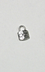 Padlock with a Flower Design Silver Tone Charm Pendant for Bracelet or Necklace