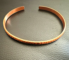 Copper Hammered Open Cuff Bangle Bracelet, Metal, No Stone, Copper Color