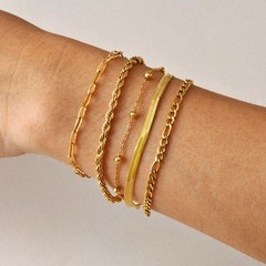 Gold Layered Chain Bracelet Set for Women 18K Gold Plated Stainless Steel