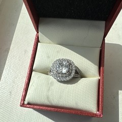 BERRICLE 925 Sterling Silver White CZ Halo Cluster Ring Size 9 2mm Band
