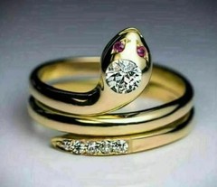 2Ct Round Cut Lab Created Diamond 14K Yellow Gold Plated Snake Fancy Ring