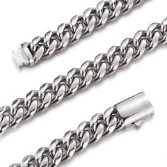 6/8/10/12/14mm Durable Stainless Steel Miami Cuban Link Chain Necklace for Men