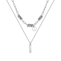 Cuban Chain Necklaces Layered Chain with Vertical Bar Pendant Necklaces for Men
