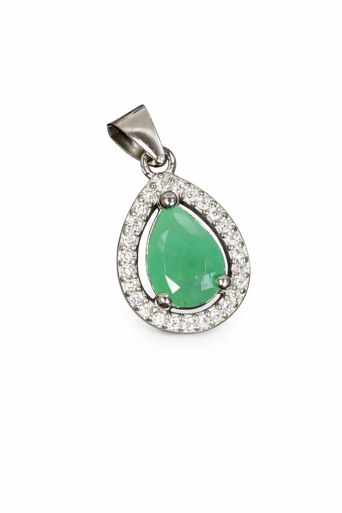 Certified Natural Emerald Pendant 925 Sterling Silver Zambia with Lab ReporAdd a